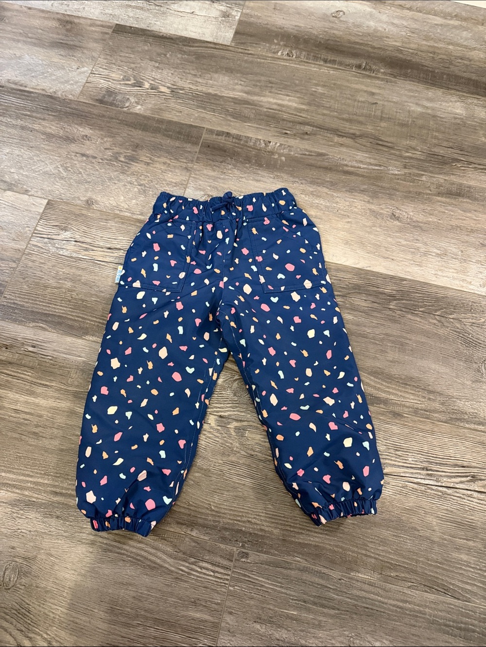 Jan & Jul Navy Kids Rain Pants with Multicolor Confetti Print
